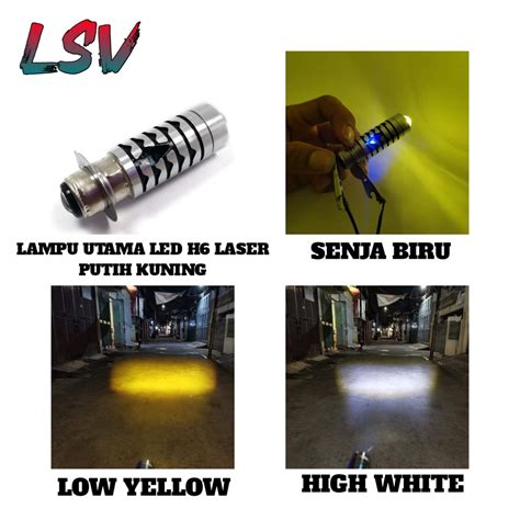 Jual Lampu Utama LED H6 Laser 2 Warna LED H6 Laser Motor Universal