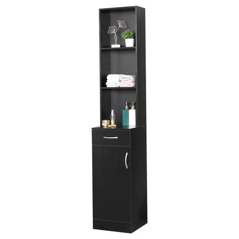 Hassch Bathroom Cabinet With 1 Door And 1 Drawer Freestanding 70 Tall Cabinet With Open Shelves