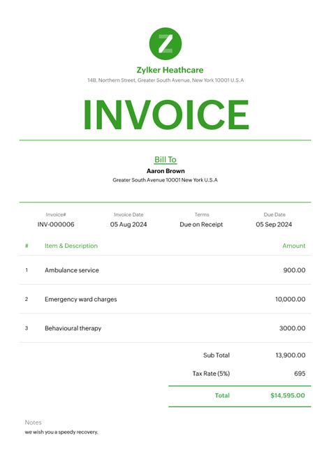 Medical Invoice Template For Download