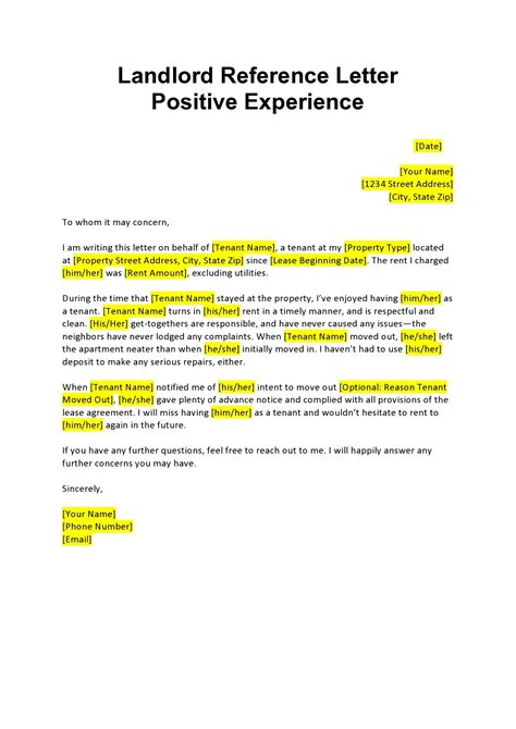 Landlord Recommendation Letter For A Tenant Example Templateral