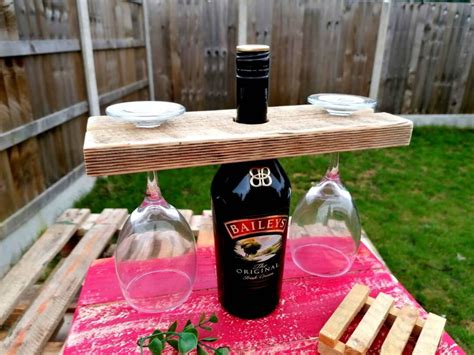 Handmade Rustic Wooden Wine Glass And Bottle Holder Caddy Etsy