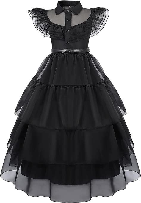 Ecde Wednesday Addams Costume Girls Wednesday Addams Raven Dance Dress