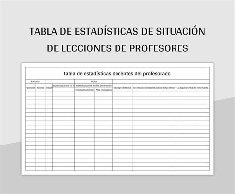 Plantilla De Excel Tabla De Estadísticas De Situación De Lecciones De