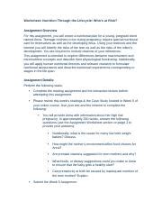 SCI115 Wk5 Assignment LCarson Docx Worksheet Nutrition Through The