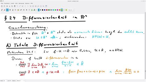 Analysis Teil 123 Woche 18 24 Differenzierbarkeit Im R N A