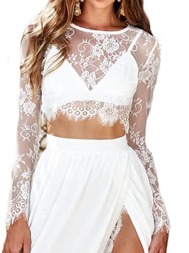 Best White Lace Crop Top Long Sleeve