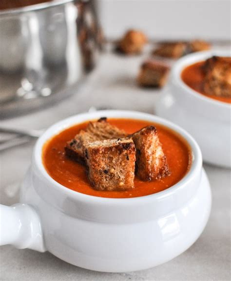 Creamy Tomato Soup With Brown Butter Garlic Croutons Recipe Eat Your