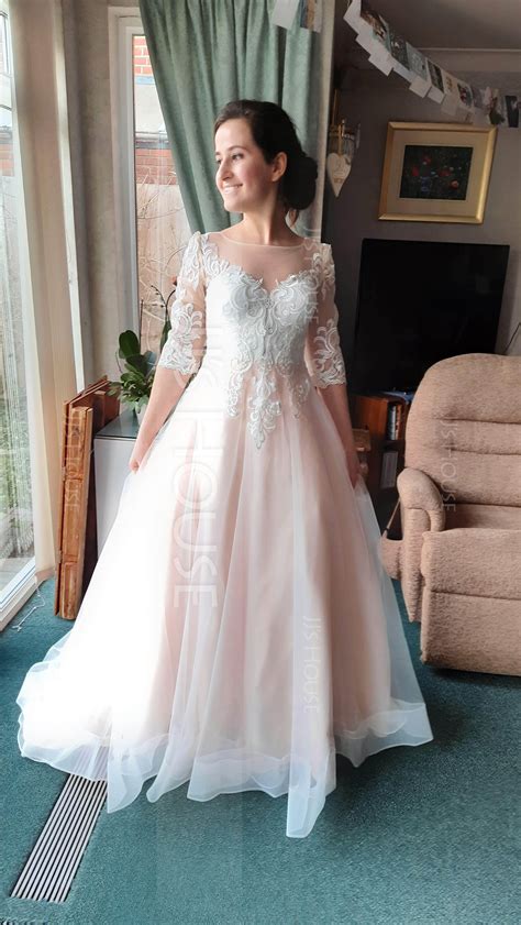 Robe Marquise Princesse Col Rond Balayage Pinceau Train Tulle Dentelle