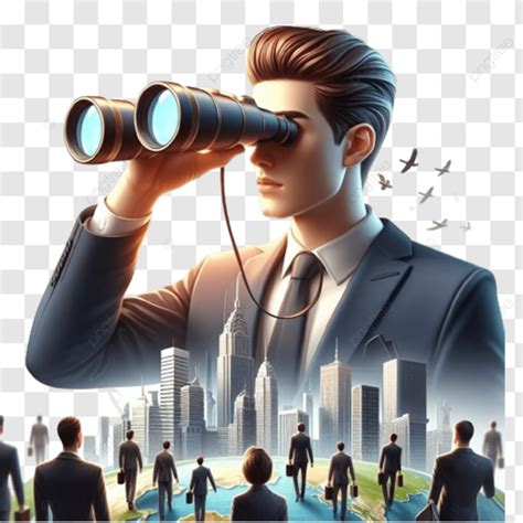 A Business Man Looking Through Telescope Or Binoculars Telescope Or Binoculars Cartoon Png