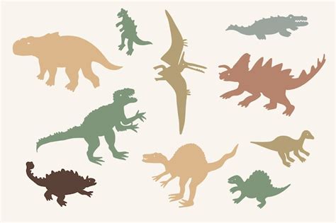 Premium Vector Dinosaurs Illustrations Vector Silhouette Doodle Set