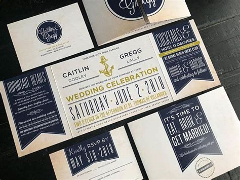 Nautical Custom Fold Wedding Invitation Suite Yacht Club Etsy Fun Wedding Invitations Beach