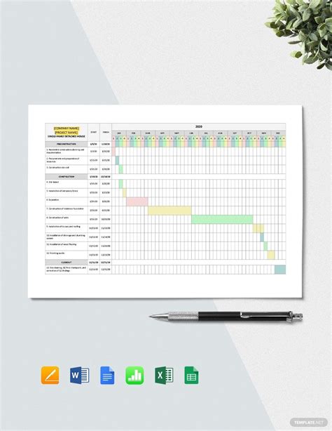 Residential Construction Project Schedule Template in Google Docs ...