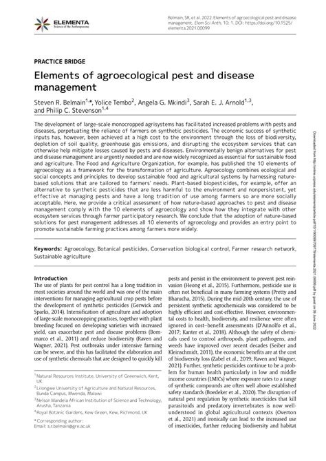 Pdf Elements Of Agroecological Pest And Disease Management