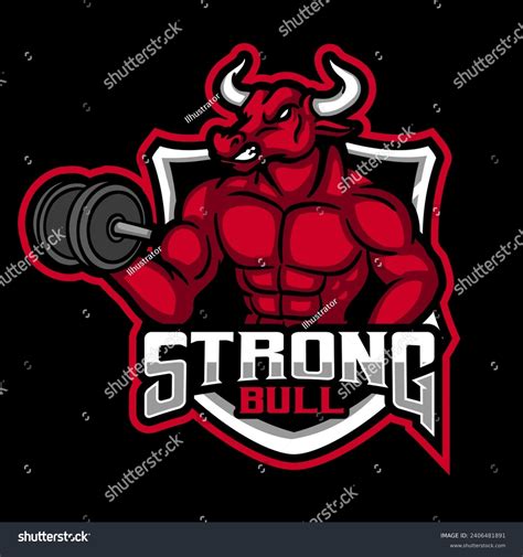 Bull Gym Logo Character Design Bodybuilder Stock Vector Royalty Free