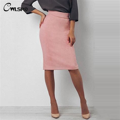 Aliexpress Buy Cwlsp Autumn Winter Suede Pencil Skirts Women