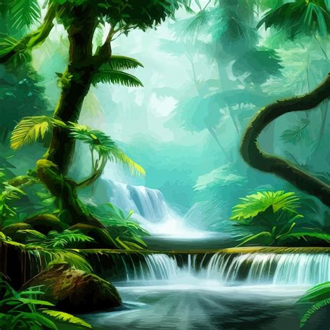 Paisagem De Primavera Cachoeira Em Floresta Tropical Ilustra O