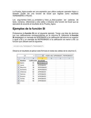 Manual De Excel Funciones Si Y Buscarv Pdf