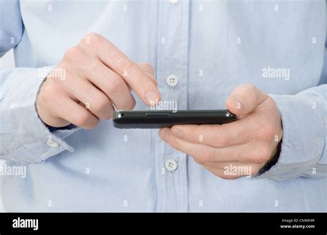 Hand Holding Mobile Smart Phone With Blank Screen Stock Photo Alamy