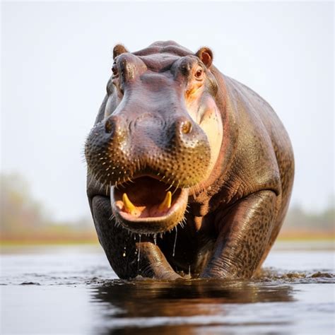 Premium AI Image | Aggressive posturing Hippopotamus demonstrates ...