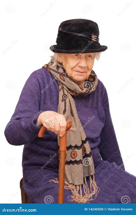 Old Lady With A Cane Stock Photo 87132180
