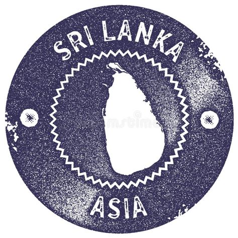 Sri Lanka Kaart Uitstekende Zegel Vector Illustratie Illustration Of