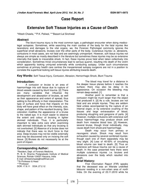 Pdf Extensive Soft Tissue Injuries As A Cause Of Death