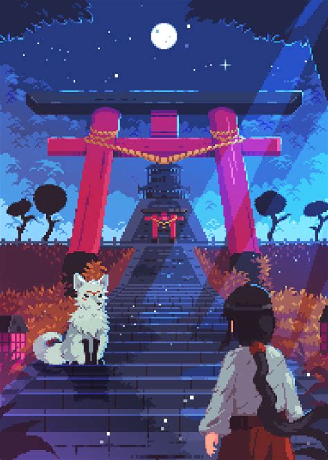 Torii Gates, Me, Pixel art, 2023 : r/Art