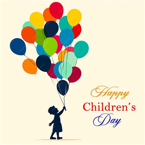 A Happy Childrens Day Poster With A Kids And Balloons In The Background