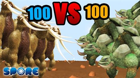 100 Behemoth Vs 100 Methuselah Titan War S1e4 Spore Youtube