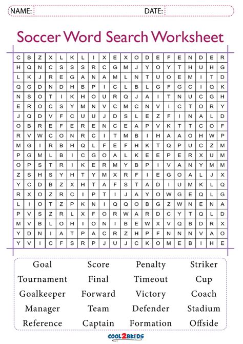 Soccer Player Word Search Printable Word Search Maker