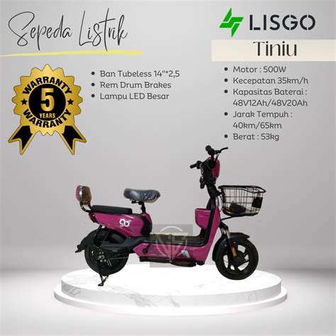 Jual Sepeda Listrik Lisgo Tuniu 500w Shopee Indonesia