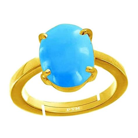 Ptm Turquoise 3 Carat Natural Gemstone Panchdhatu Gold Plated