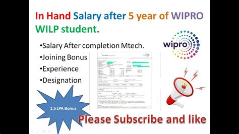 In Hand Salary After 5 Year Of WIPRO WILP Student PaySlip Salary