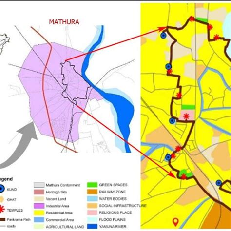 Location Map Of Mathura And Existing Land Use Around Parikrama Path