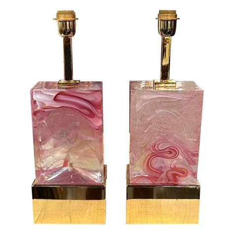 Vintage Pair Of Pink Murano Glass Lamps At 1stdibs