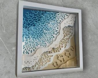 Beach Shadow Box SVG Ocean 3d Layered Beach Paper Light Box 3d