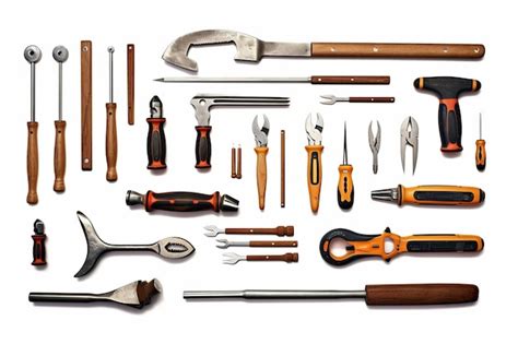 premium photo essential hand tools  complete set isolated  white