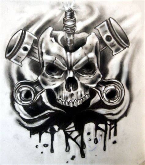 Mechanic Tattoo Skull Tattoo Design Piston Tattoo