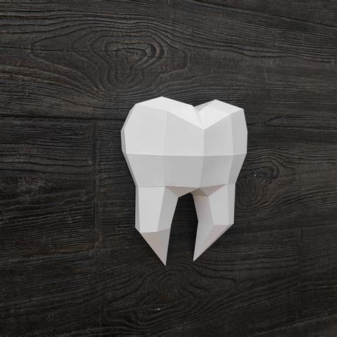 Papercraft Human Tooth Valentines Day 3d Low Poly Paper Etsy