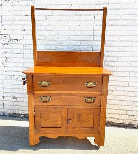 Antique Washstand With Towel Rack And Knapp Joint Drawers Etsy