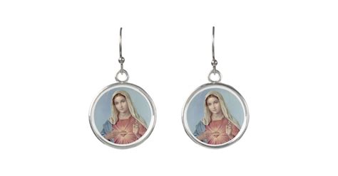 Immaculate And Sorrowful Heart Of Mother Mary Earrings Zazzle