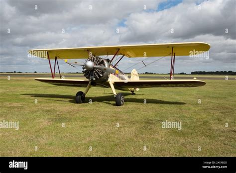 Vintage Boeing Stearman Biplane On Static Display At Raf Syerston Air