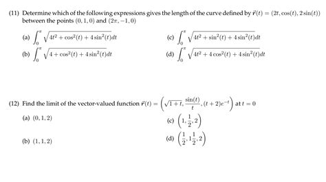 Solved 12 ﻿find The Limit Of The Vector Valued Function