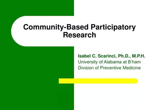 Ppt Community Based Participatory Research Powerpoint Presentation