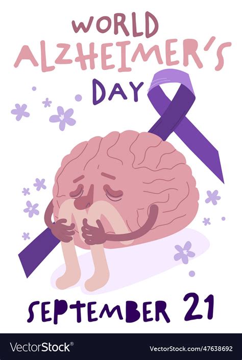 World Alzheimers Day September 21 Editable Vector Image