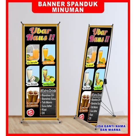 Jual Cetak Spanduk Banner Backdrop Minuman Tiang X Banner X