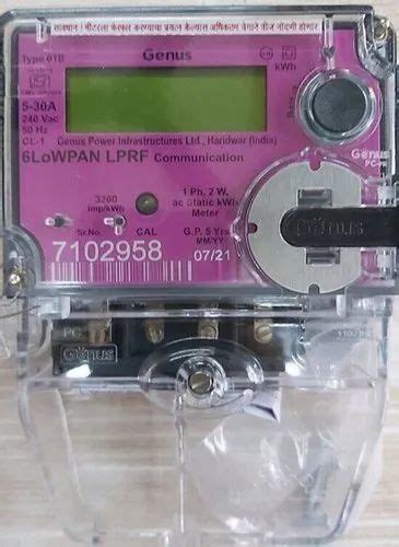 Genus Kwh Energy Meter Single Phase Lowpan Lprf Meter Msedcl Approved