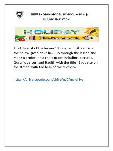 Islamic Holiday Homework Grade 5 Pdf