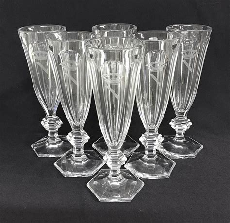 Vintage Baccarat Crystal Champagne Flutes In The Harcourt Pattern