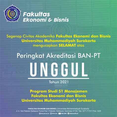 Prodi S Manajemen Feb Ums Peroleh Sertifikat Akreditasi Ban Pt Unggul